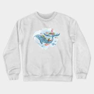 Watercolor cute whale illustration Crewneck Sweatshirt